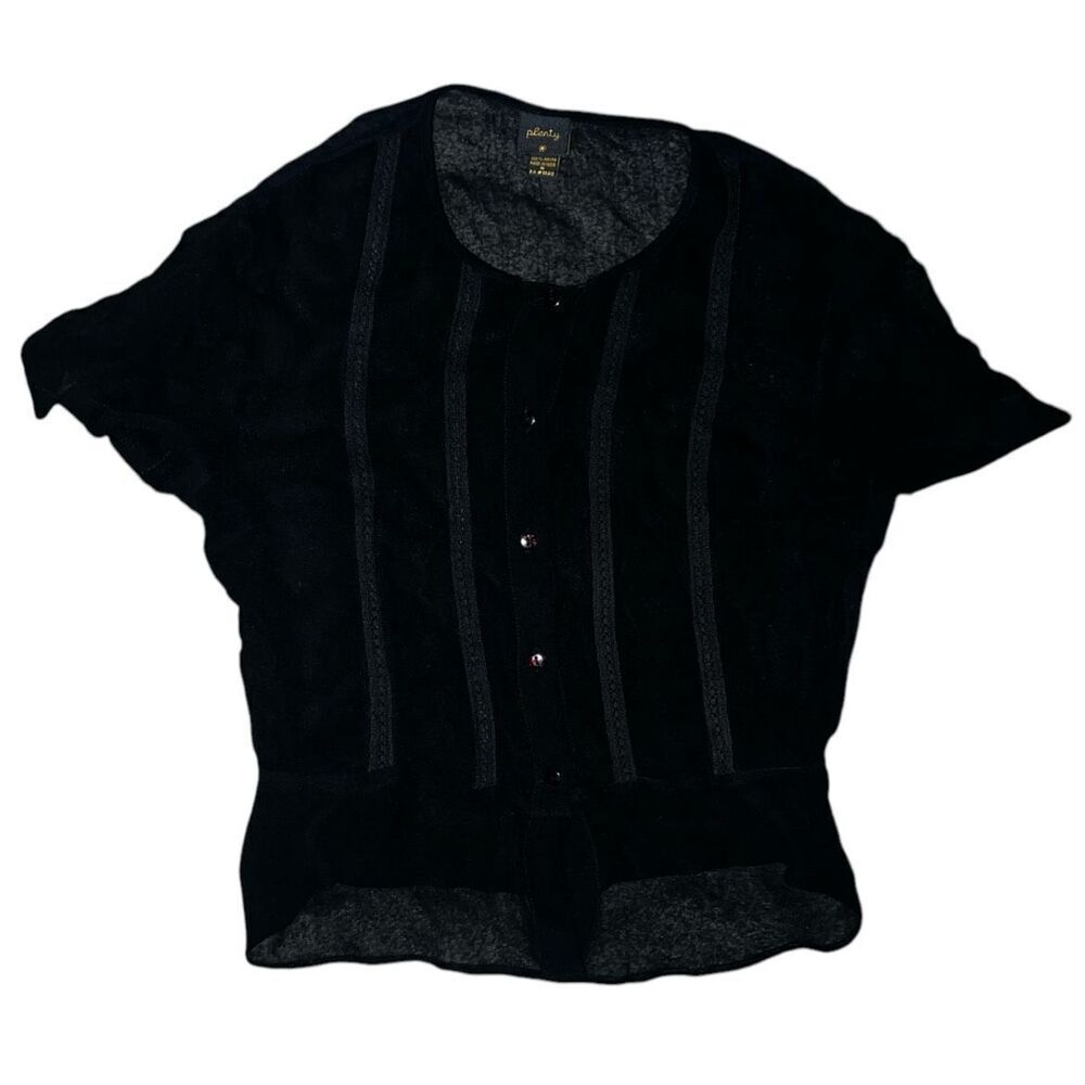 Plenty black sheer blouse size s Short Sleeves Crew Neck Minimalist Monochrome